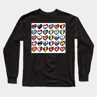 Eurovision Song Contest Flags Hearts Long Sleeve T-Shirt